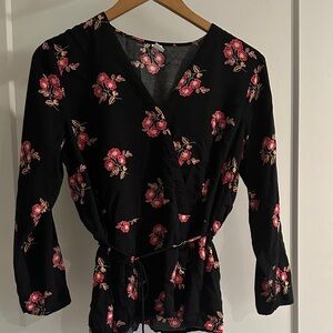 Old Navy Black Floral Blouse